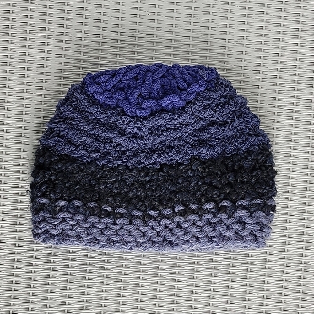 Handmade Knit Blue Beanie